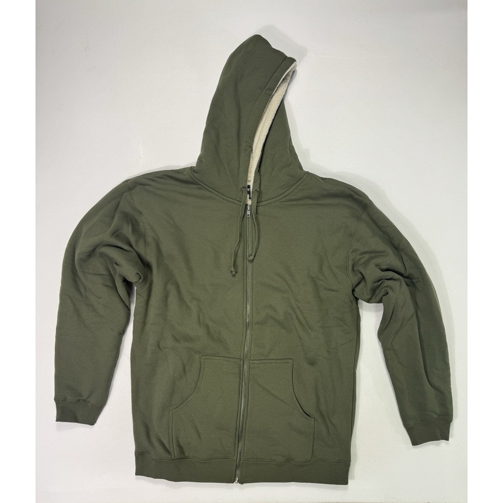 J.Peterman Hoodie Mens Large Full Zip Sherpa Lined Preppy Casual Outdoors Green
